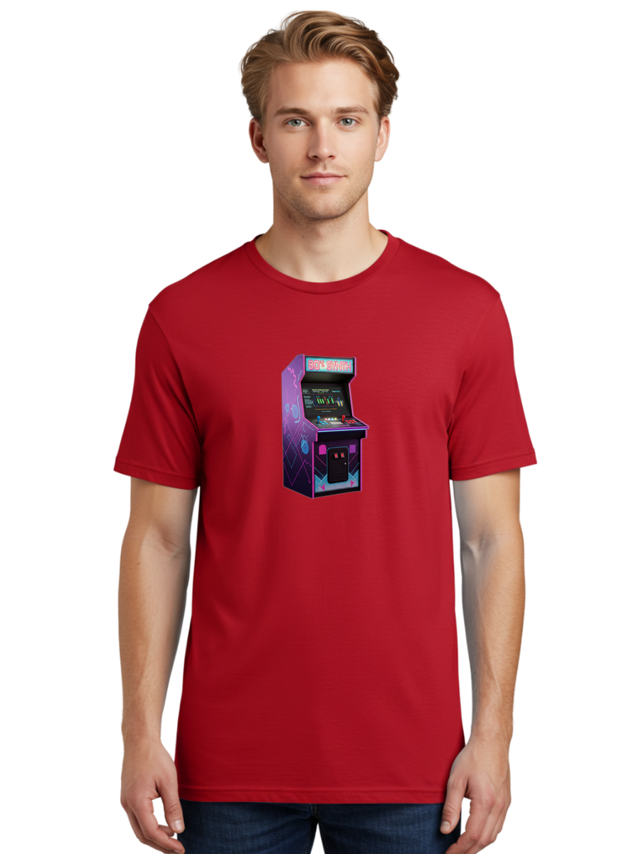 80-S-Synth-Arcade-Machine Mens Graphic Tee, 100% Cotton, Casual