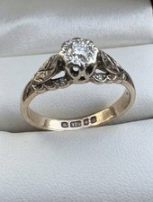 Vintage Art Deco Revival 9ct Gold Diamond Illusion Engagement Ring Size K1/2