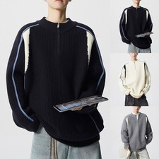 Office Casual Half-Zip Sweater Long Sleeve Pullover Lapel Neckline Mesh Detail