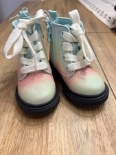 Toddler Boots Cat Jack Sparkly Pink/Blue/Green Lace Up Zip Side Size 5