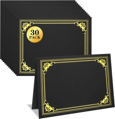 30 Packs Certificate Holders, Black Certificate Covers, Diploma Holders,