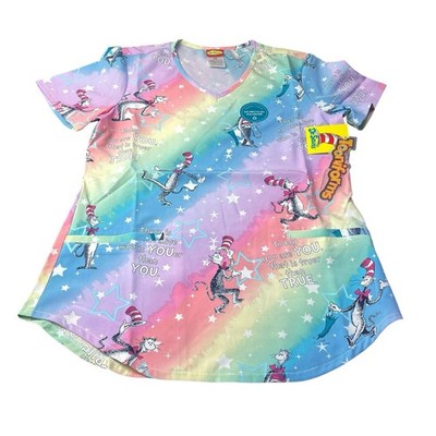 Dr Seuss Today You Are You Cherokee Scrubs Size XS Tooniforms V Neck Top NEW