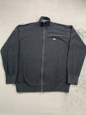 Lacoste Mens Size 5 Large Black Full Zip High Neck Cotton Knit Sweater