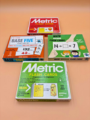 Vintage Math Flash Cards 1976 Metric Base Five Division EDU-CARDS
