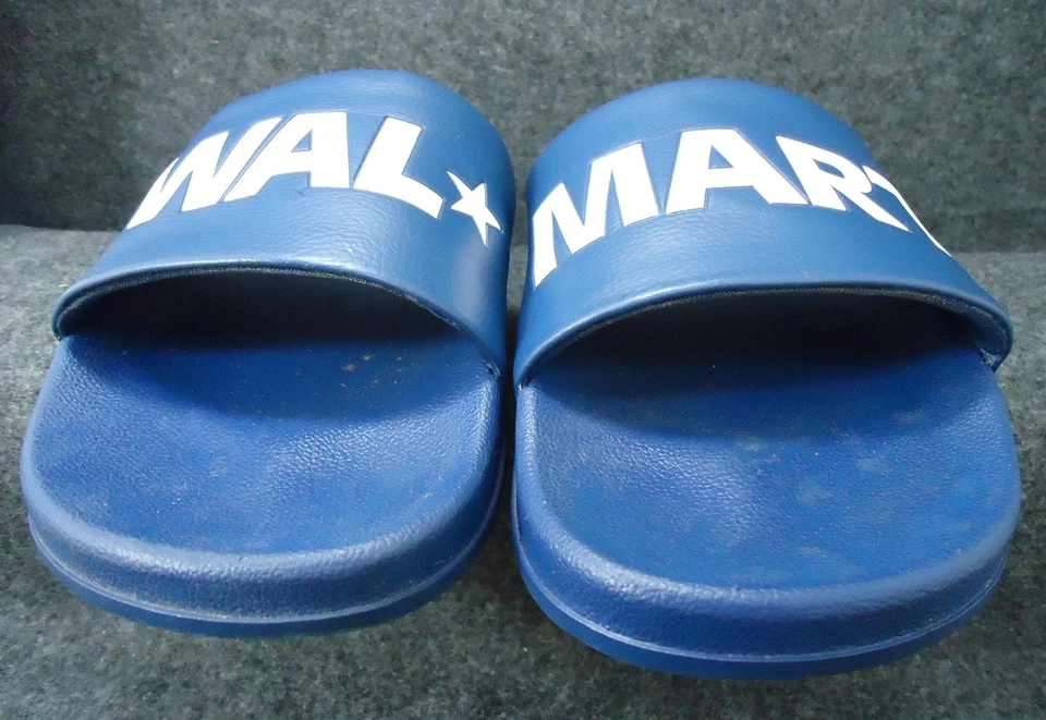 Sandalias RARAS Walmart Logo Slides Mujeres 9 Hombres 7.5 Azul Blanco Cómodas Piscina Sin Cordones Foto 3 de 4
