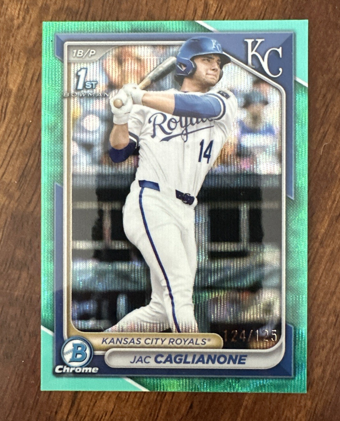 JAC CAGLIANONE  -  2024 BOWMAN CHROME DRAFT AQUA WAVE REFRACTOR #BDC8 /125