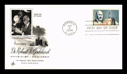 US COVER DR ROBERT H GODDARD SPACE PIONEER AIR MAIL FDC SCOTT C69 ARTCRAFT