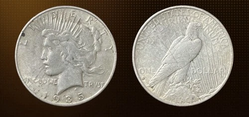 1935 US Peace Silver One Dollar Very Fine