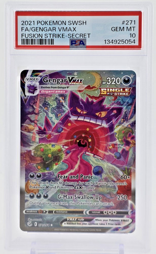 PSA 10 2021 GENGAR VMAX POKEMON SWSH FULL ART FUSION STRIKE SECRET RARE HOLO 271