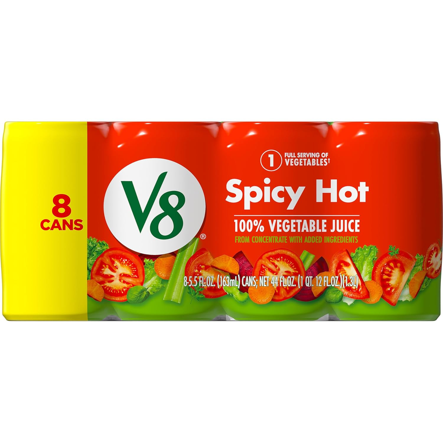 V8 Spicy Hot 100% Vegetable Juice, 5.5 Fl Oz Can (8 Pack)