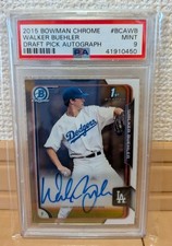 PSA 9 2015 Bowman Chrome Walker Buehler Autograph Rookie Baseball Card. rookie card picture