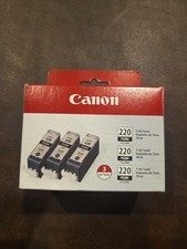 Canon PGI-220BK Black Ink Cartridge 2945B0 3 Pack Genuine New Open Box - Expired