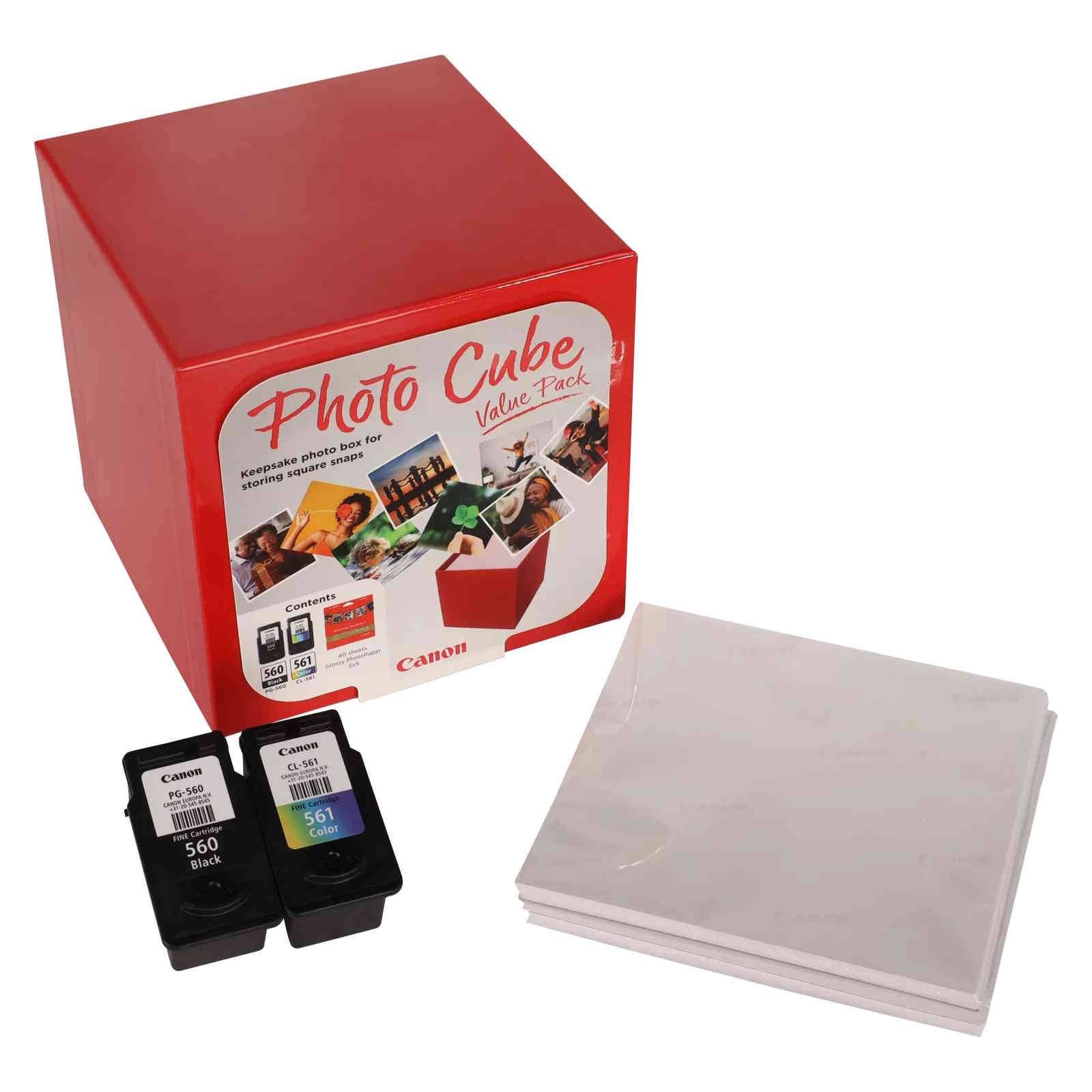Original Canon Photo Cube with PG-560 & CL-561 Ink Cartridges, Plus PP-201 5x5""