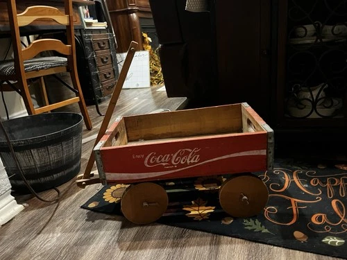 Vintage Coca-Cola Wooden Crate Wagon