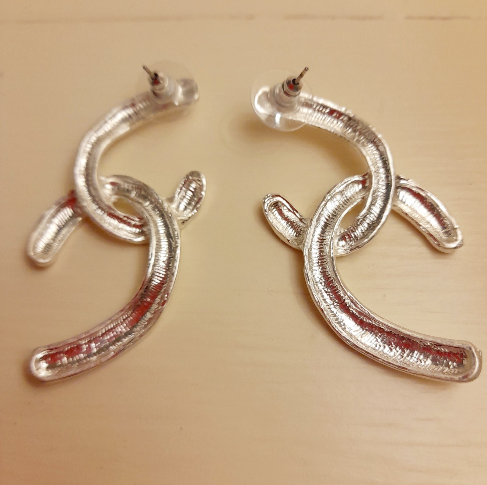 Stunning Linked Statement Silver-coloured Earrings - image 4