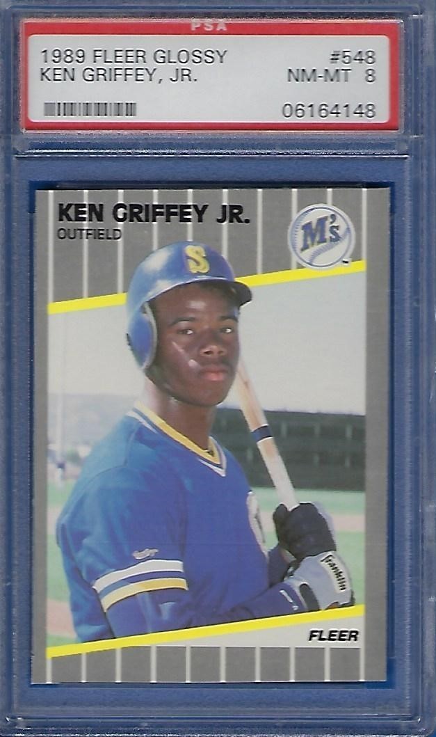 1989 FLEER GLOSSY KEN GRIFFEY JR  RC #548 PSA 8 NEAR MINT