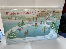 NEW Dept 56 Animated Village Ice Skating Pond 52299, Vintage Sealed- Christmas