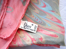 Vintage square scarf by Vera Neumann Tagged All Silk GROOVY MARBELIZED SWIRLS