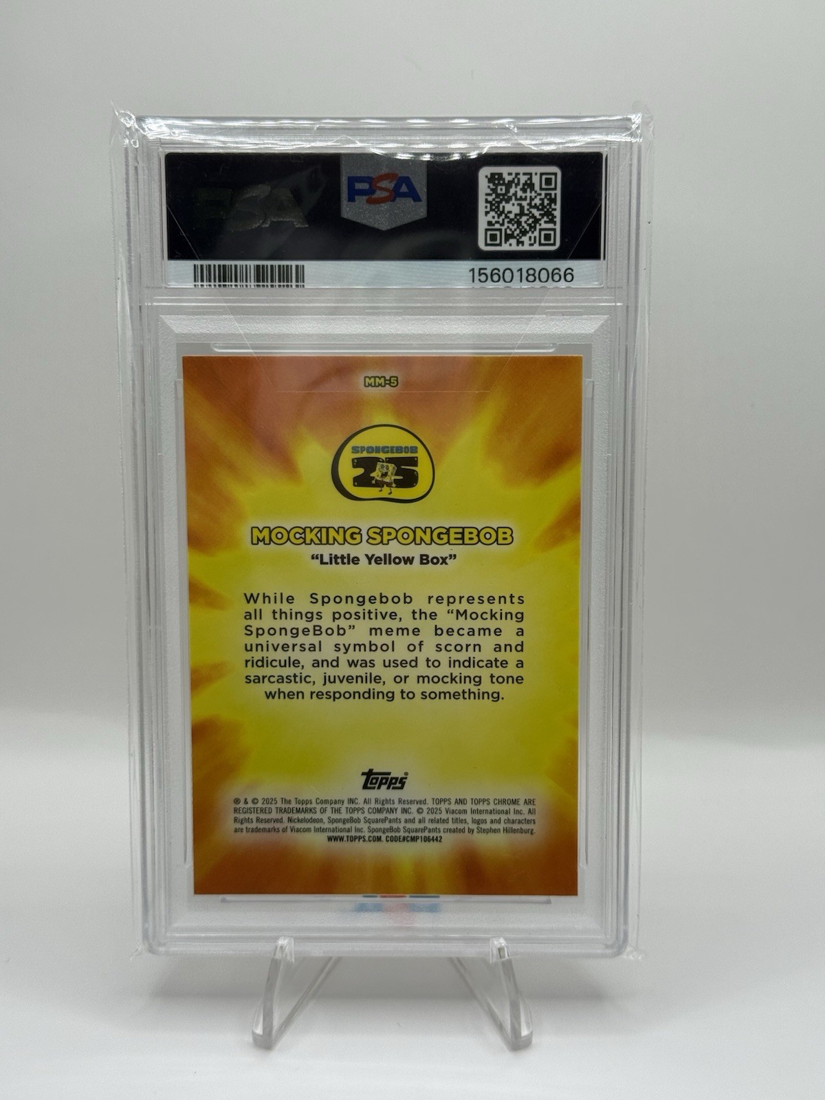 2025 Topps Chrome SpongeBob #MM-5 Mocking SpongeBob Masterful Memes view 2