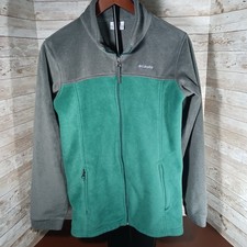 Columbia Youth XL 8-20 2 Tone Green Fleece Jacket Full Zip Front 2 Zip Pockets