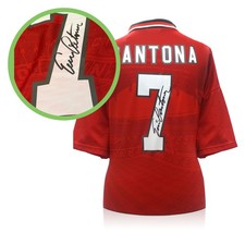 Eric Cantona Signed Original Manchester United 1996 Football Shirt. Damaged B