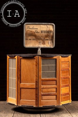 Vintage ''Ponderosa Pine Woodwork'' Revolving Panel Door POS Countertop Display