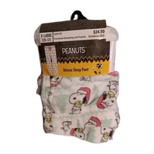 Peanuts Woodstock SNOOPY SNOWFLAKES Lounge PJ PANTS MEN'S 2XL Fleece