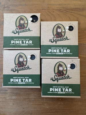 Lot of 4 Pack Squatch Natural Bar Soap 5 oz each PINE TAR Heavy Grit