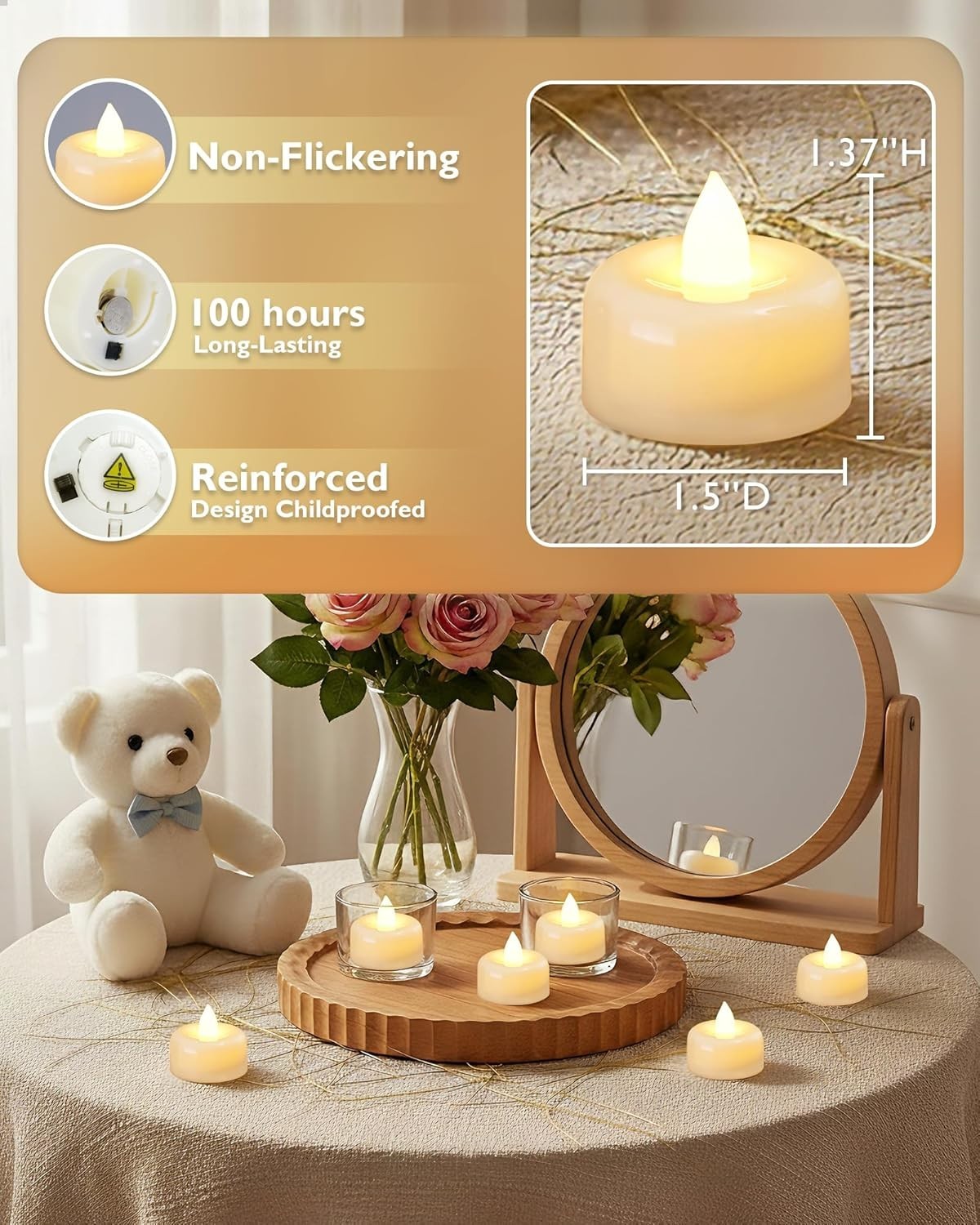 Amagic Flameless LED Tea Lights Battery Candles 12 24 50 100 150 Pack