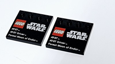 Lego Tile Modified 4 x 4 Part 6179pb049 AT-ST Driver Forst Moon of Endor QTY 2