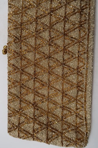 Vtg Walborg Gold & Clear Beaded Evening Purse Clutch Made in Belgium by Hand - Picture 6 of 20