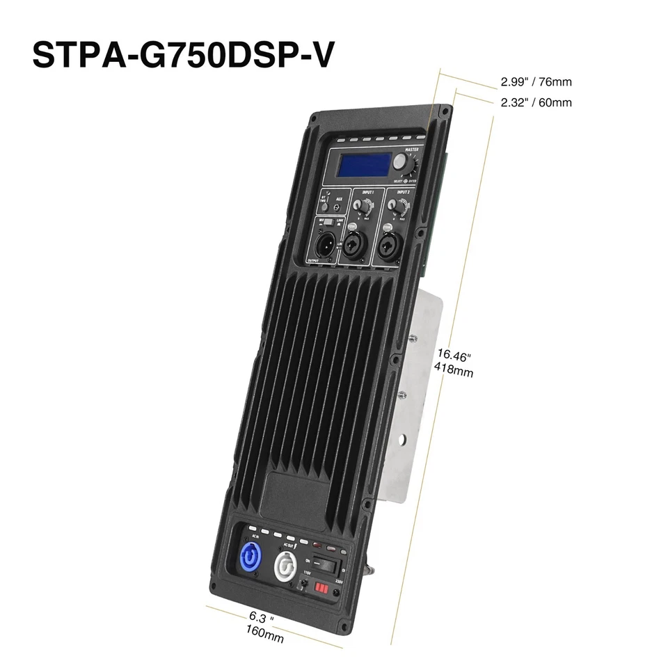 Amplificador de Placa Sound Town Clase-D, 700W Continuo, TWS Bluetooth (STPA-G750DSP-V) Foto 3 de 4