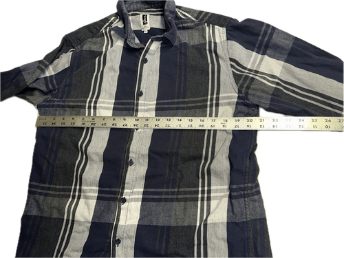 Howe No 65 Creative Workforce Men’s Size L Dark Blue Gray Button Up Plaid Shirt - Picture 5 of 5