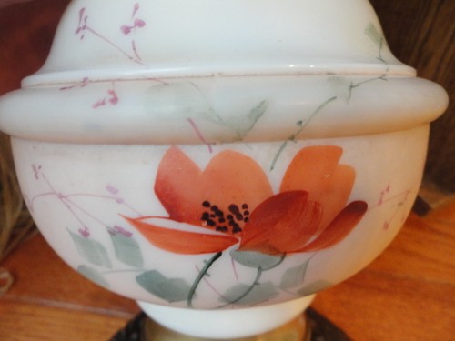 P & A Co Waterbury Conn Kerosene Oil Lamp Poppy Floral Vintage - Picture 11 of 12