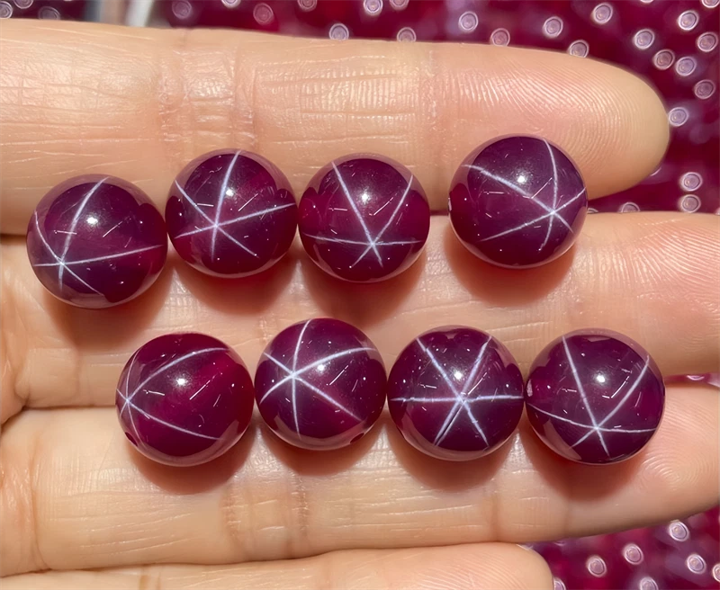 High quality Round bead Red Star Ruby Lab Created High hardness Loose Gemstone - Image 2 of 4