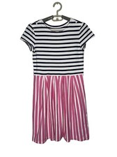 Gap Kids Size XXL 14-16 Striped Dress Pink Black Cotton Cap Sleeve
