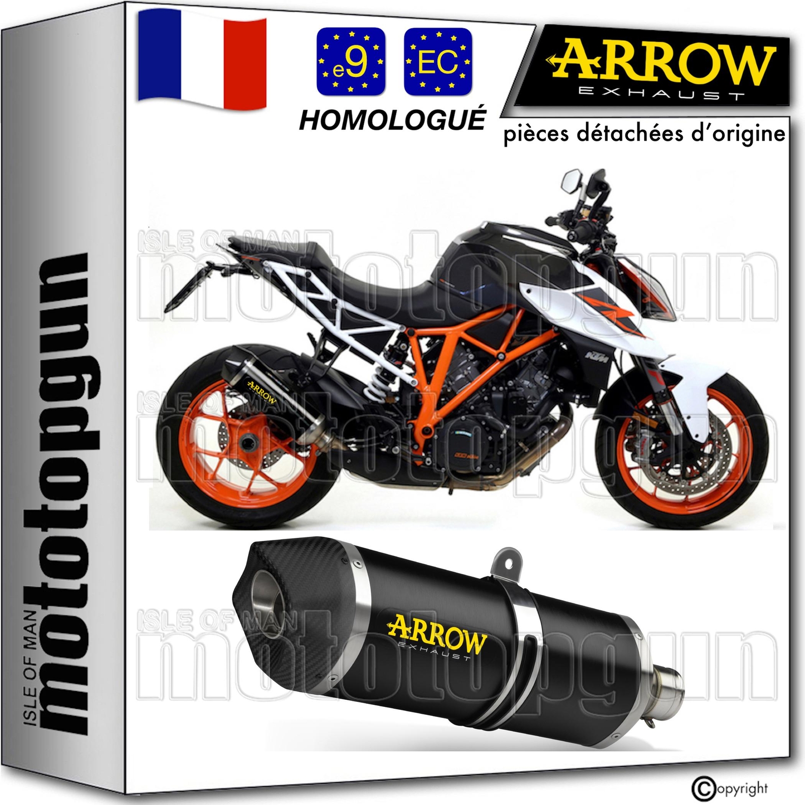 Silencieux Arrow C Race-Tech noir pour KTM 1290 Superduke R 2015 avec réduction de poids