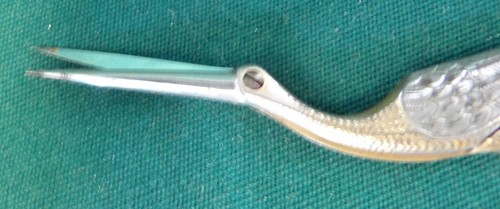 Antique German Wasa Solingen 4.25" Embroidery Sewing Scissors Stork Crane - Picture 5 of 5