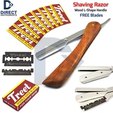 Straight Edge Vintage Barber Hair Shaving Razor Folding Knife +10 Blades