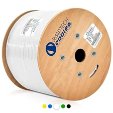 Cat6A Plenum Cable 1000ft Solid Copper 750MHz UTP Bulk Ethernet LAN Wire White