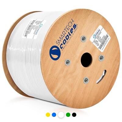 Cat6A Plenum Cable 1000ft Solid Copper 750MHz UTP Bulk Ethernet LAN Wire White