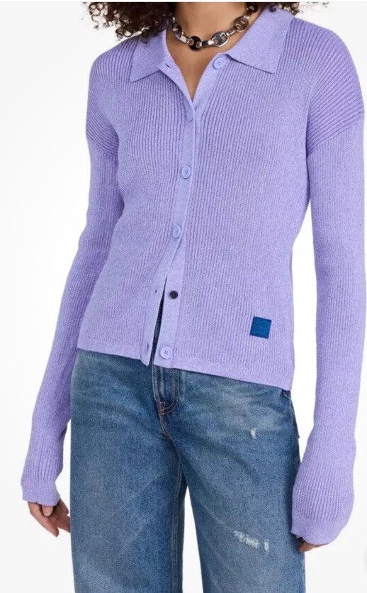 Acne Studios Keat Ribbed Face Wool Cardigan Size Medium See Measurements