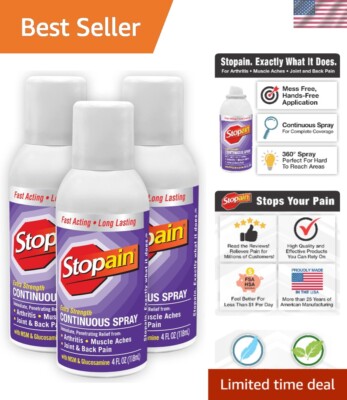 Extra Strength Pain Relief Spray with MSM & Glucosamine - Non-Greasy, 4oz 3 Pack