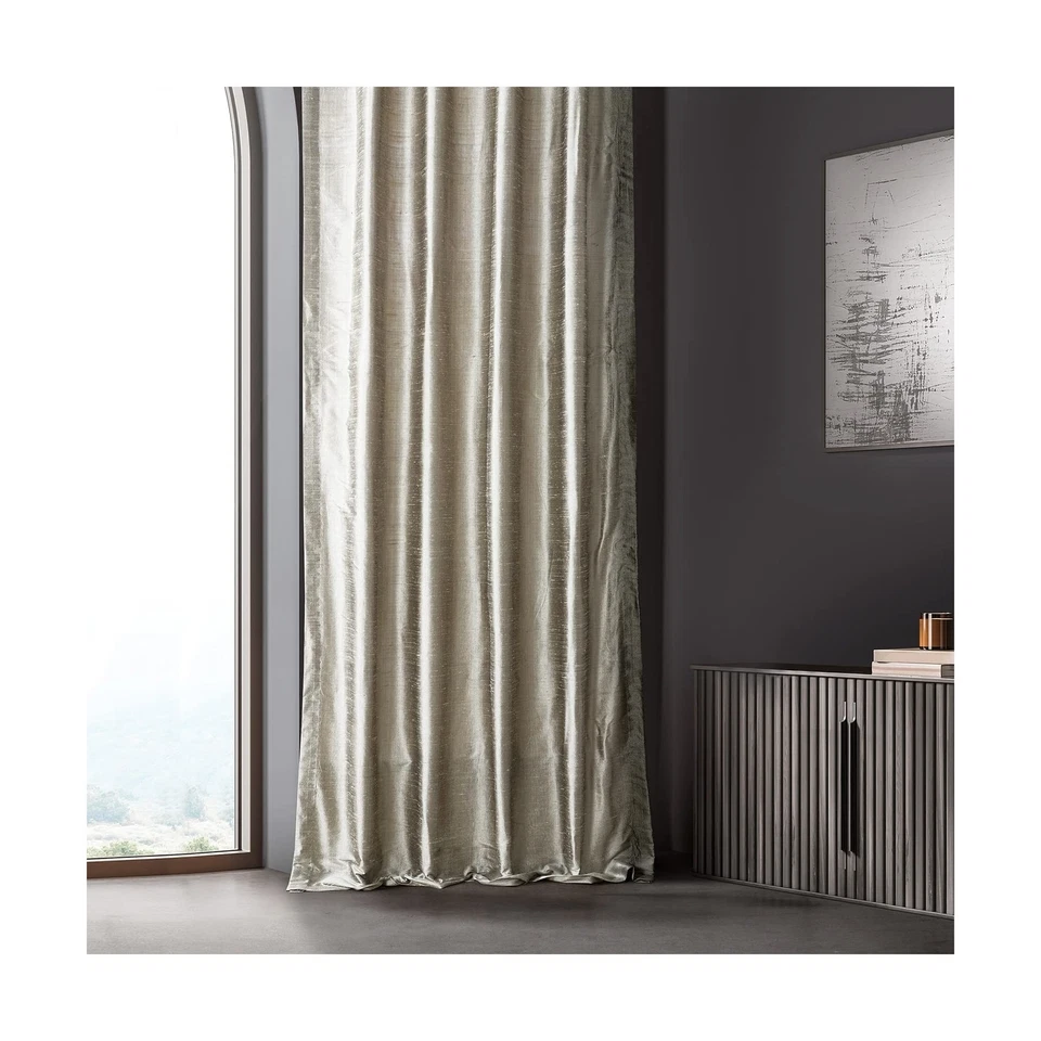 HPD半价窗帘纹理Dupioni丝绸窗帘卧室客厅... — 第 4/4 张图片