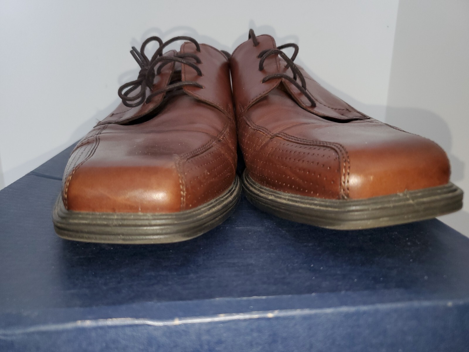 SAOLA Ecco uomo pelle stringata Oxford punta quadrata bici punto ammortizzatore marrone chiaro 44