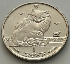 Moneda de 1 corona gato turco Isla de Man 1995 CuNi brillante estado sin circular