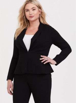 Torrid 6 Studio Luxe Ponte Tailored Blazer 6X Stretch Black Jacket Office Career