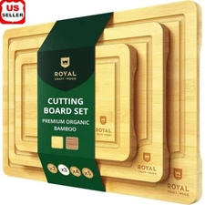 Bamboo Cutting Board Set Kitchen Chopping Serving Charcuterie Meal Prep Natural