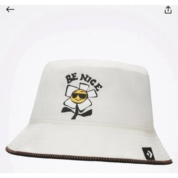 Novo Chapéu Converse Be Nice Gráfico Balde Ajuste Cor Off-White Tamanho Único - Imagem 3 de 4
