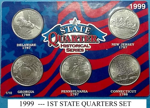 1999-P- (5) STATE QUARTERS 1ST ISSUE C- NGC PRICE CHARTS PHOTO